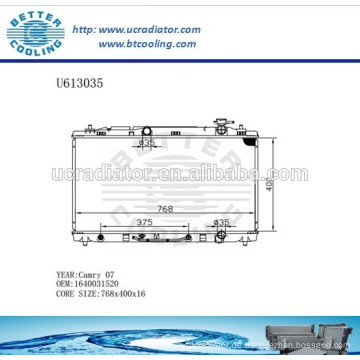 Aluminiumkühler für TOYOTA 07 CAMRY 1640031520 Hersteller und Direktverkauf